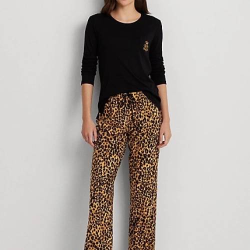 Ralph Lauren leopard pyjama zwart