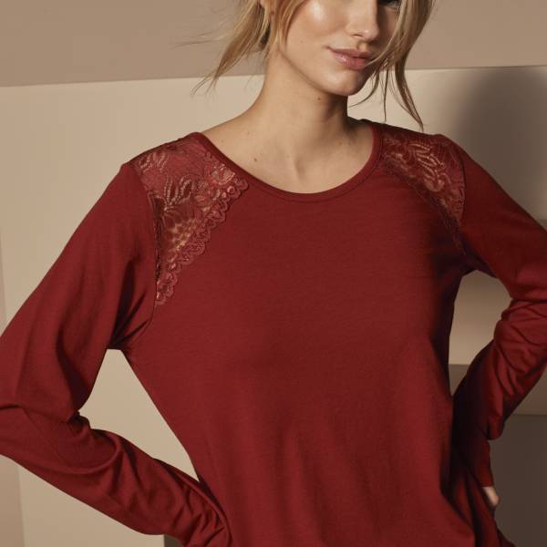 Cyell Dames nachtmode overig Cyell lux solids top rood